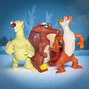 2009 Ice Age Scratte Prehistoric Lady Sid & Buck McDonalds Happy Meal Toys B2